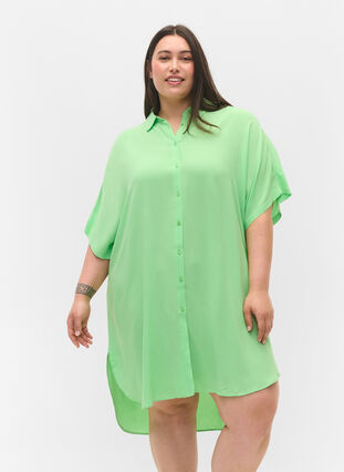 Lange viscose blouse met 2/4 mouwen, Summer Green, Model image number 0