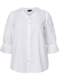 Gestructureerde hemdblouse met anglaise borduurwerk, Bright White