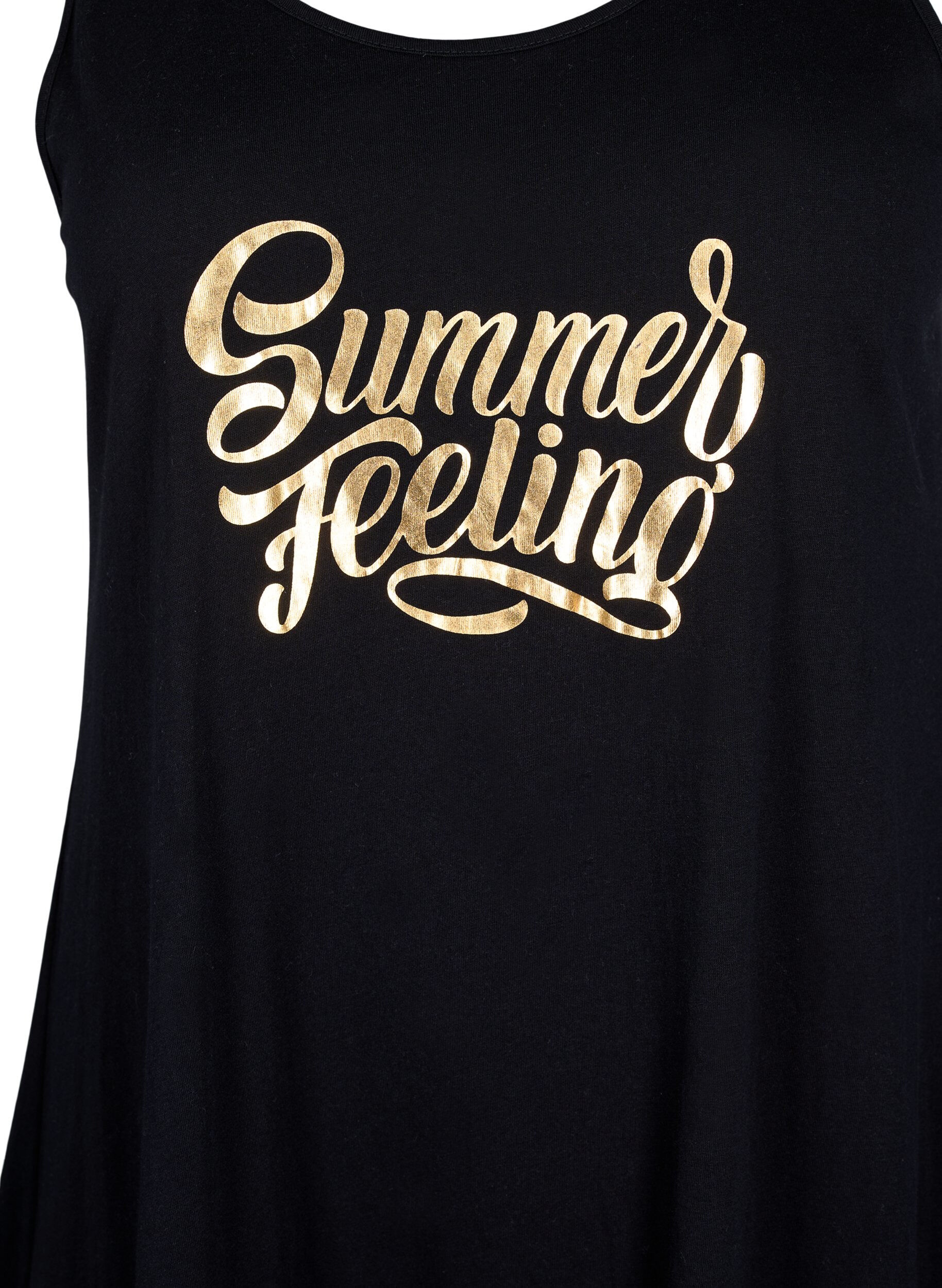 Zizzi Mouwloze katoenen jurk met a-vorm, Black W. Summer, Packshot image number 2