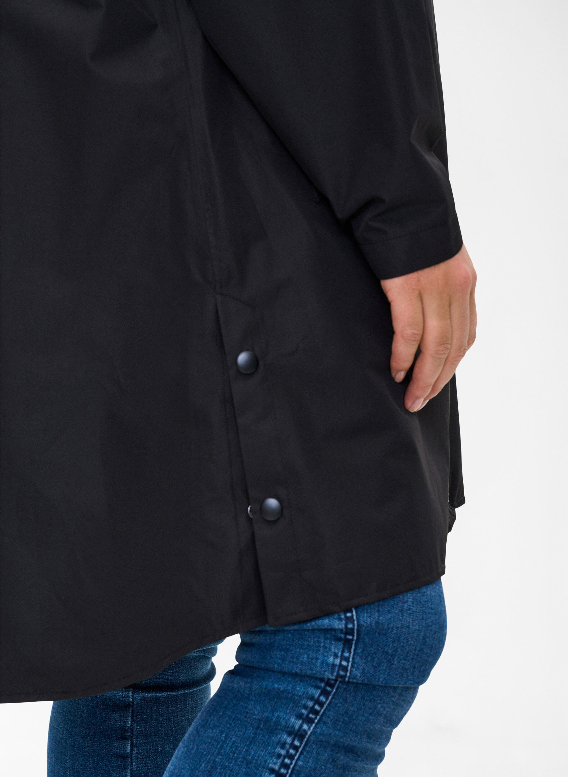 ZizziRegenjas met zakken en capuchon, Zwart, Model image number 3