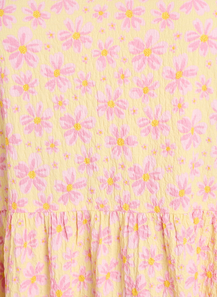 Enkellange jurk met korte mouwen en gelaagde ruches, Geel, Packshot image number 2