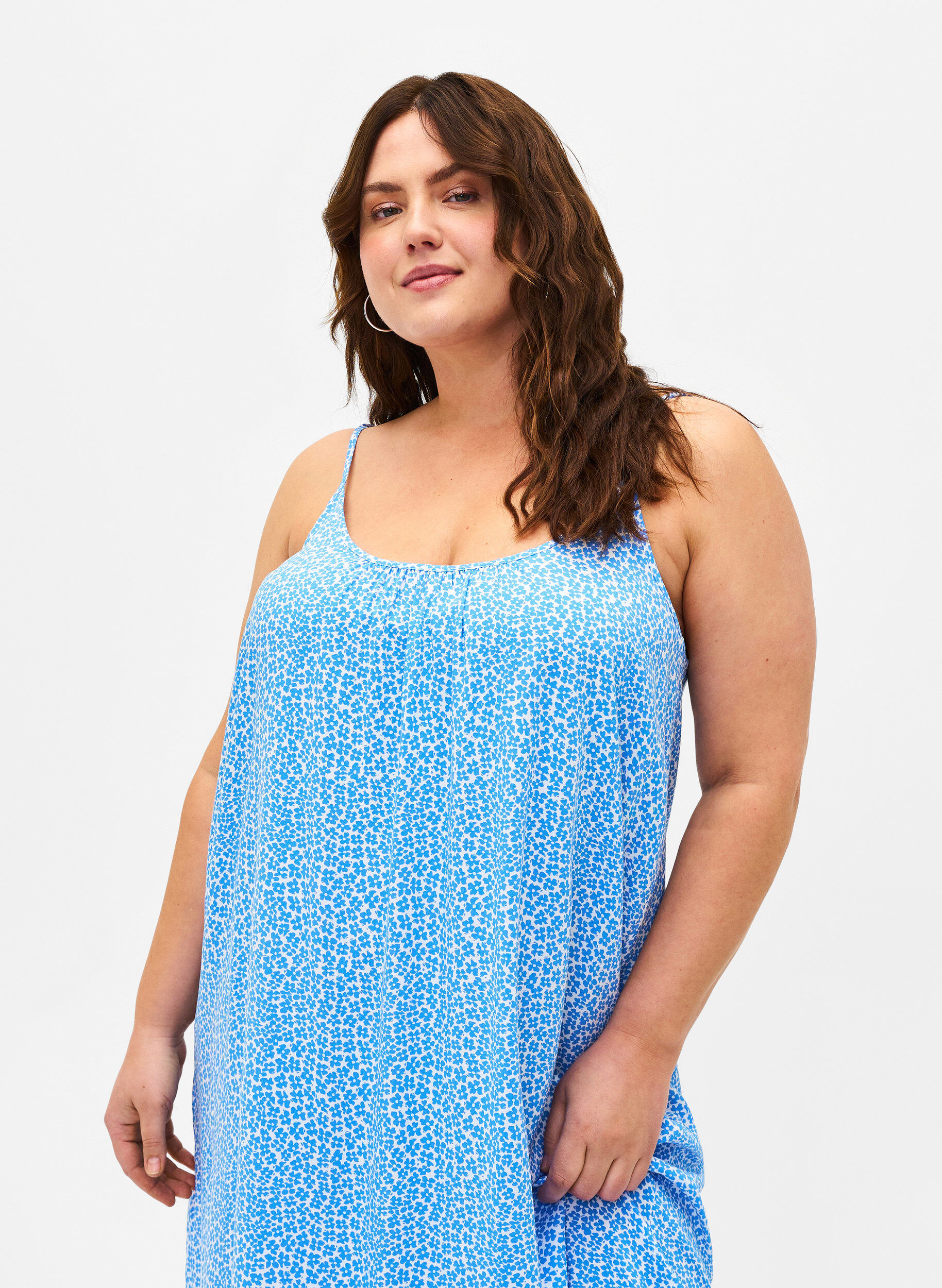 Zizzi Bandjurk van viscose met print, Marina Flower AOP, Model image number 2