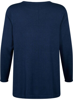 Gebreide blouse gemaakt van katoen en viscose., Dress Blues, Packshot image number 1