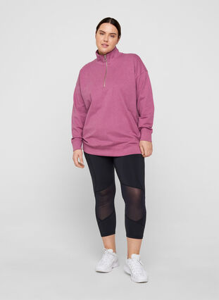 Gemêleerd sweatshirt met ritssluiting, Grape Nectar Melange, Model image number 1
