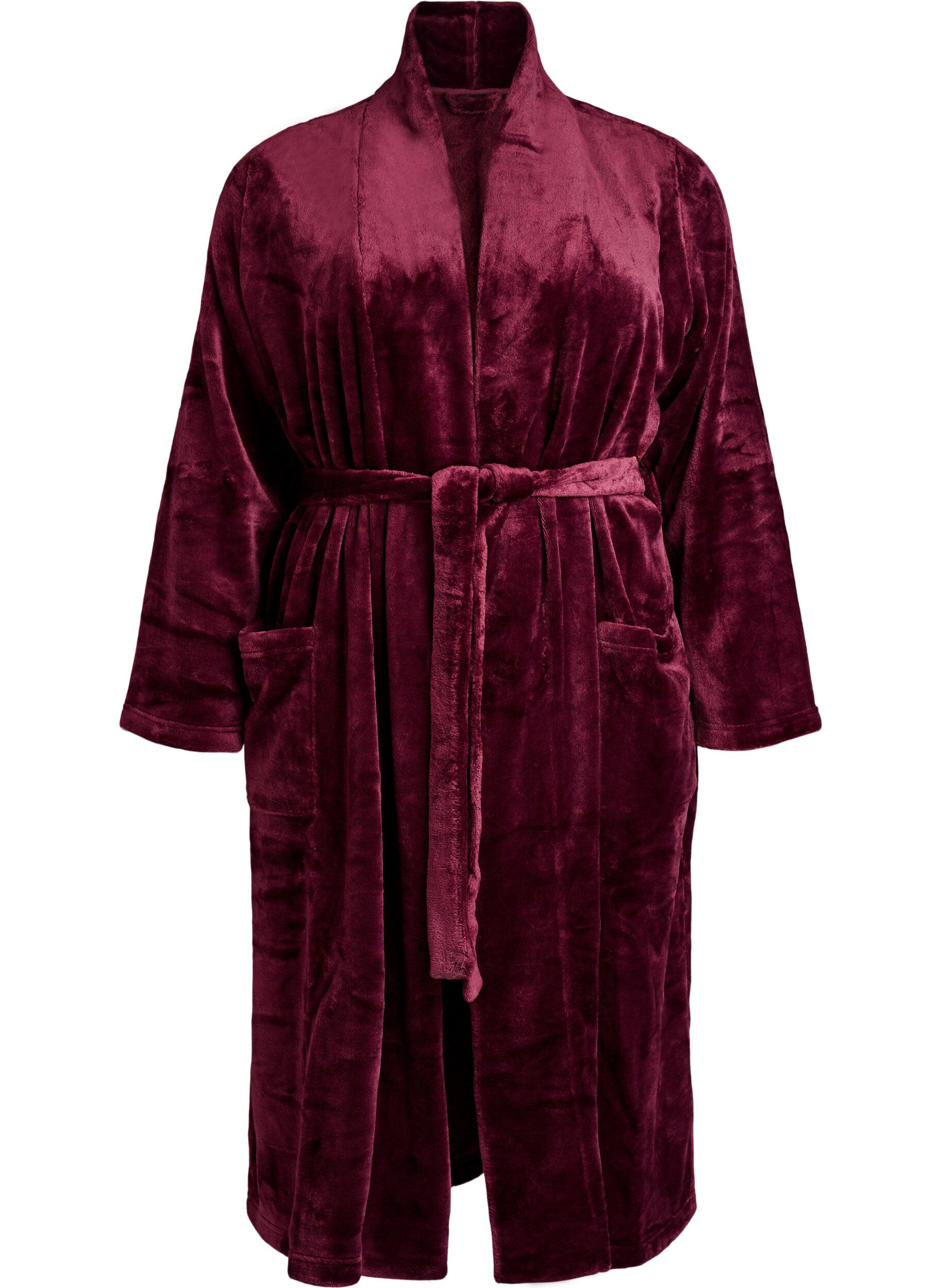 ZizziKamerjas in zachte velour met zakken, Donker Bordeaux, Packshot image number 0