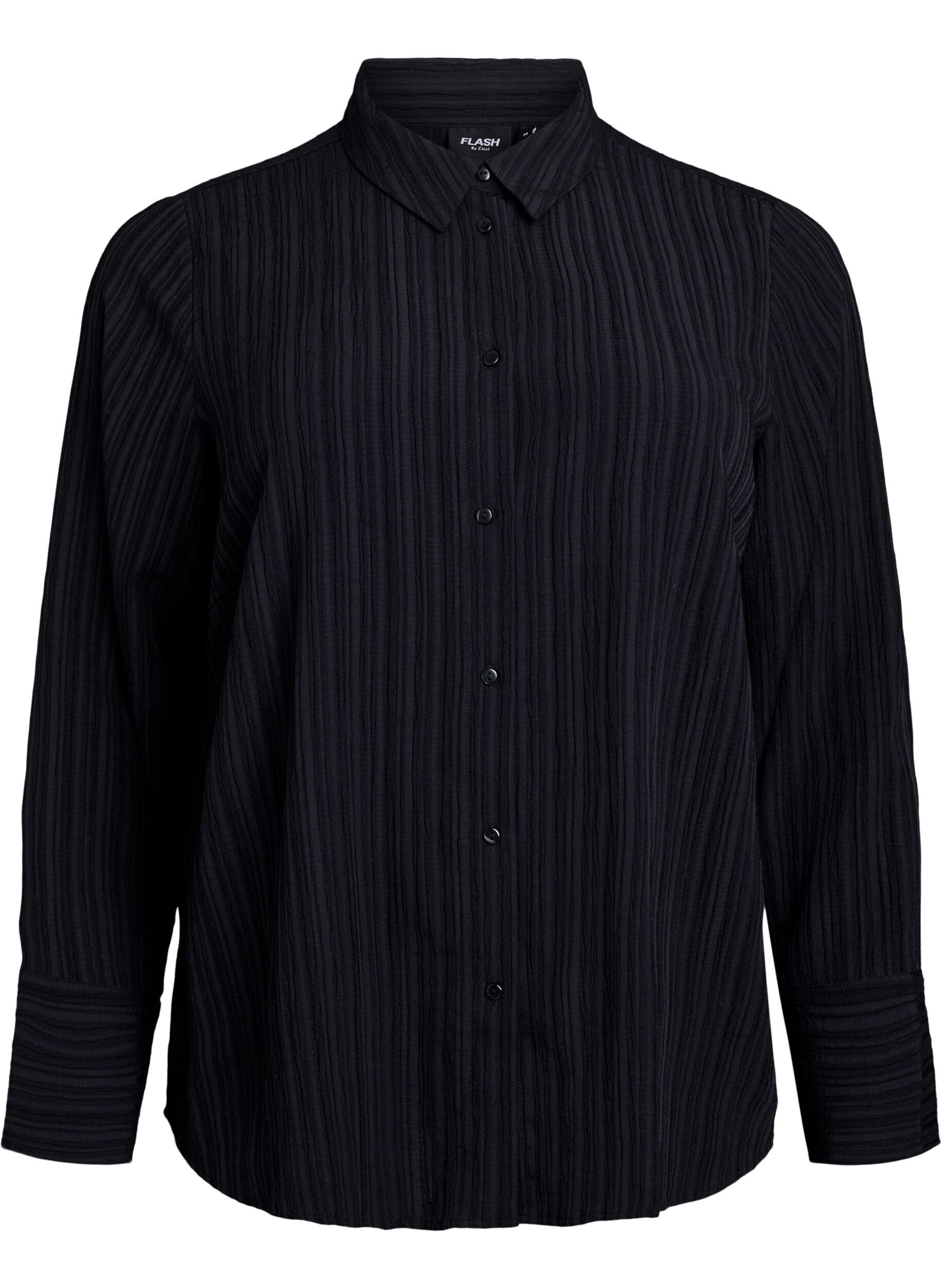 Zizzi FLASH - Shirt met textuur, Zwart, Packshot image number 0