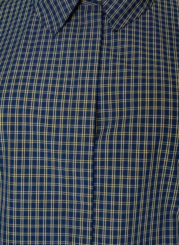 Katoenen overhemd met ruitpatroon en onzichtbare knoopsluiting, Blauw, Packshot image number 2