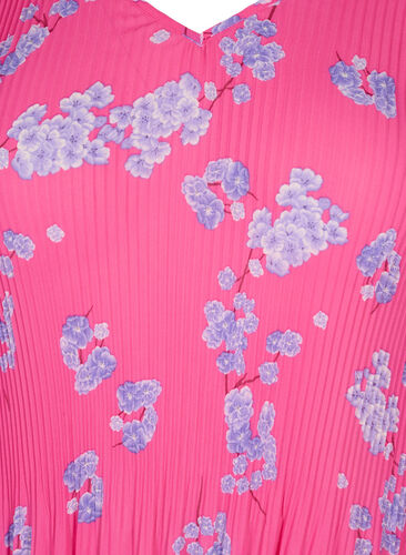 Gebloemde geplooide blouse, Beetroot Purple AOP, Packshot image number 2