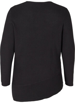Gebreide blouse met asymmetrische onderkant, Black, Packshot image number 1