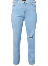 High waist Gemma jeans met gat op de knie, Ex Lgt Blue, Packshot