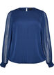 Chiffonblouse met doorschijnende mouwen, Blauw, Packshot image number 0
