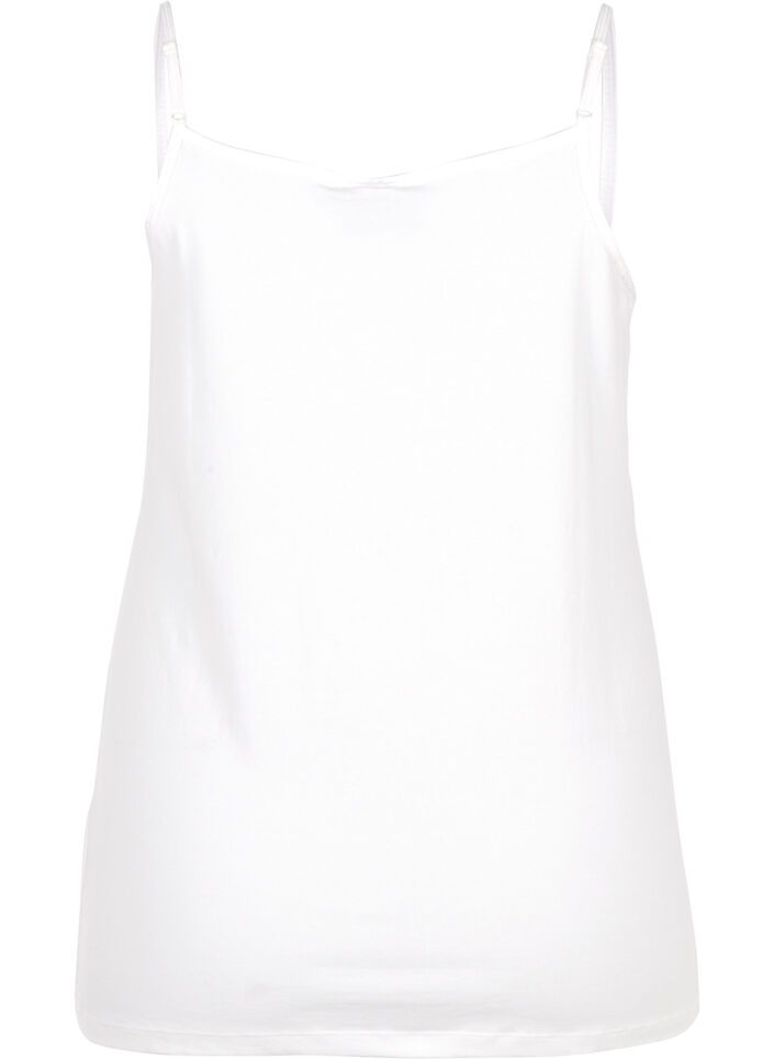 Basic strop top in katoen, Wit, Packshot image number 1