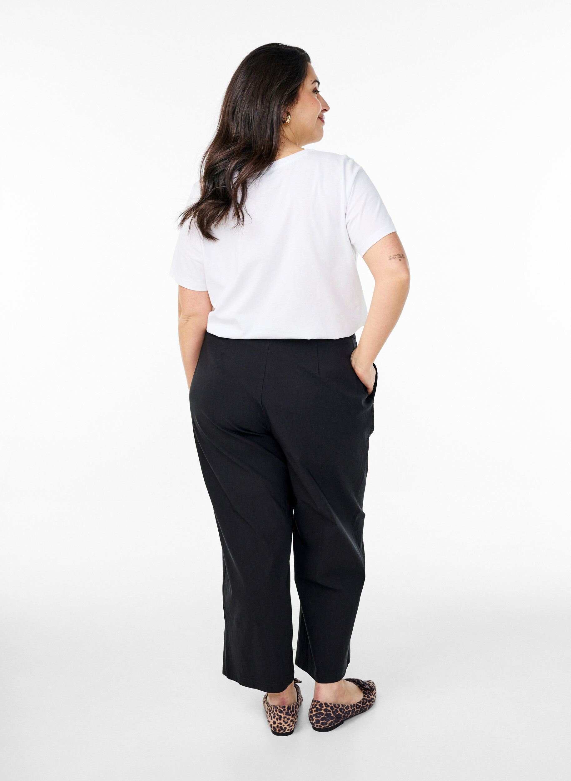 Zizzi Culotte broek in gemengd stof, Zwart, Model image number 1