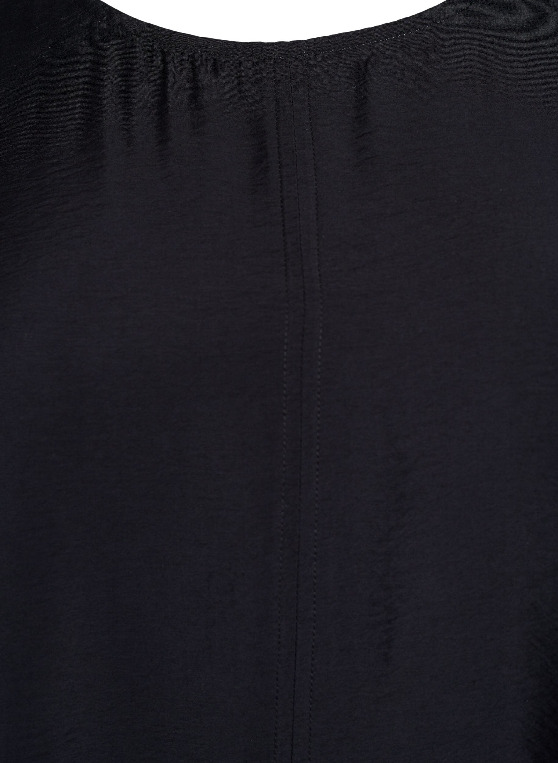 Zizzi A-lijn viscose jurk met korte mouwen, Zwart, Packshot image number 2