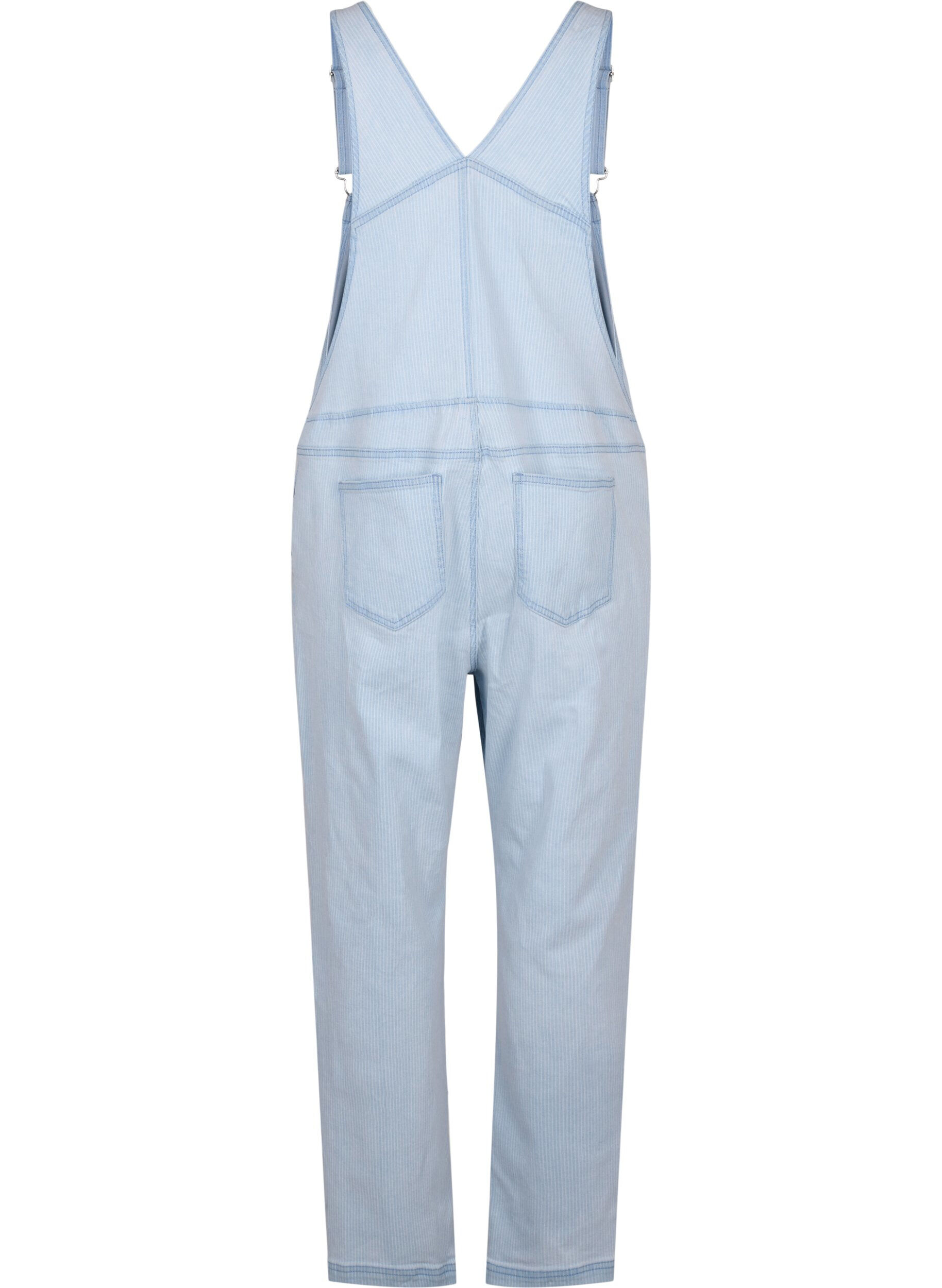 Zizzi Gestreepte denim overall, Blauw, Packshot image number 1