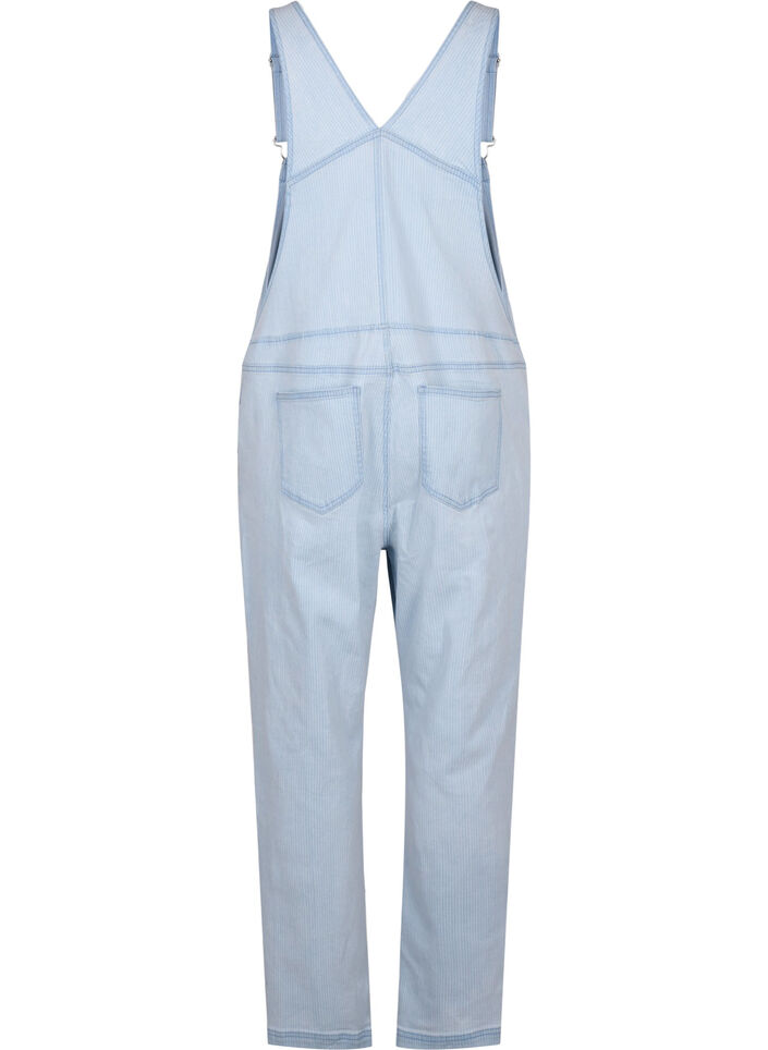 Gestreepte denim overall, Blauw, Packshot image number 1