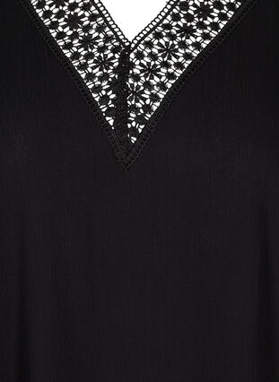 Viscose mouwloze tuniek met kant, Black, Packshot image number 2