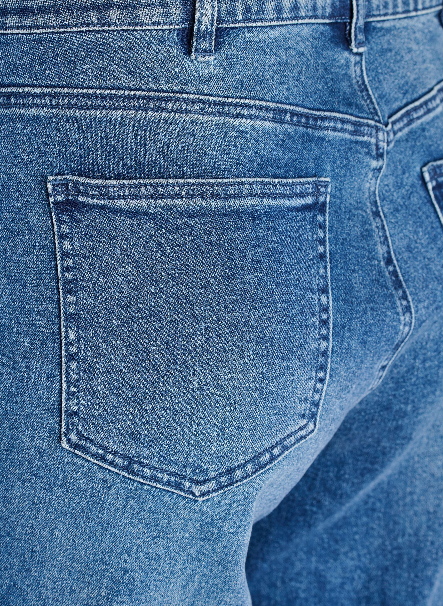 Zizzi Straight-fit jeans met opvallende stiksels, Blauw, Packshot image number 3