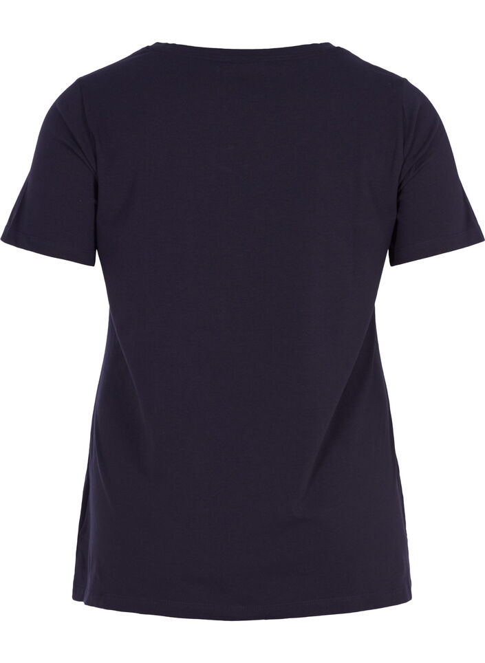 Basic t-shirt in effen kleur met katoen, Blauw, Packshot image number 1