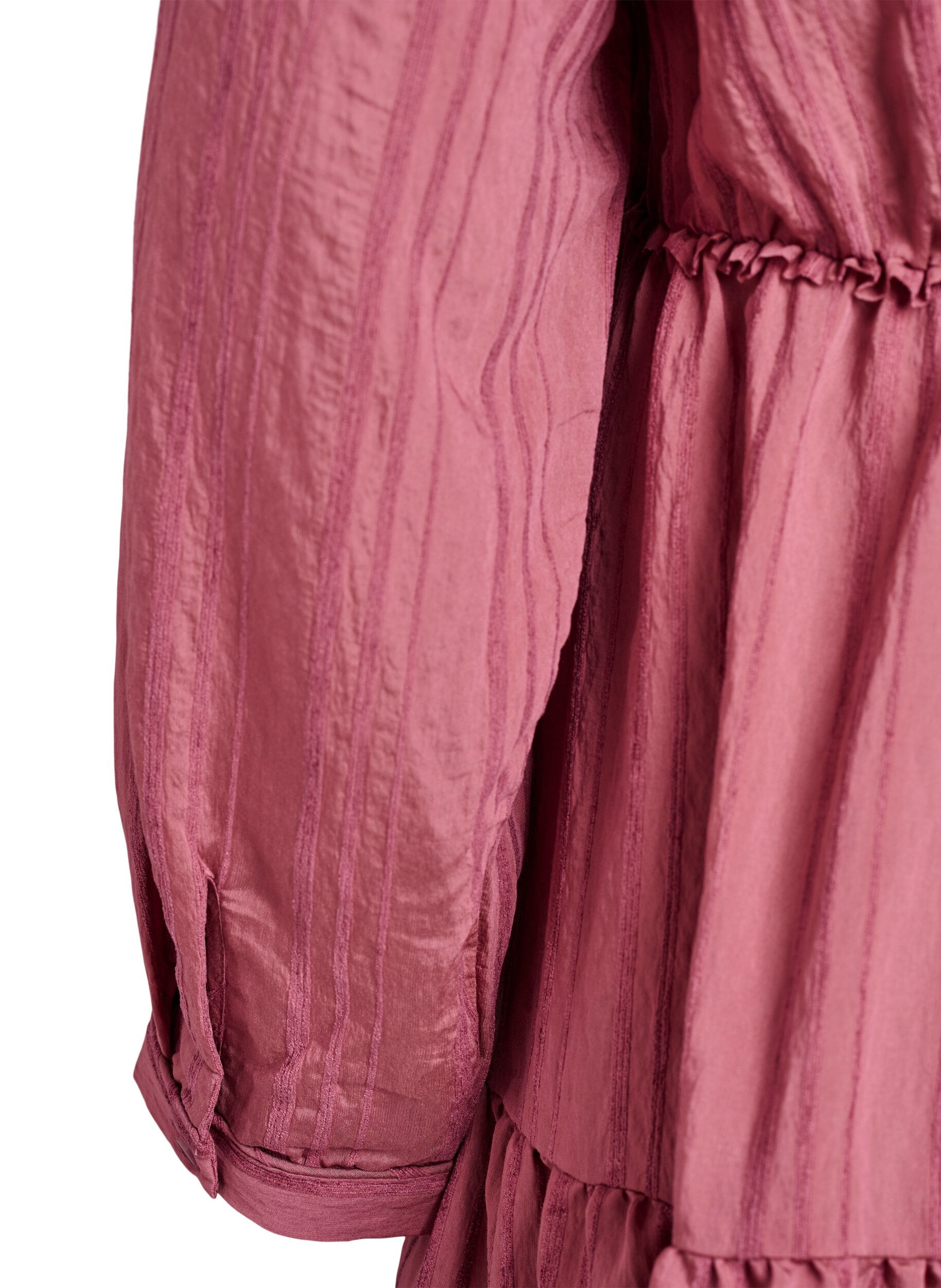 Zizzi Korte jurk met geweven streepstructuur en elastische taille, Roze, Packshot image number 3