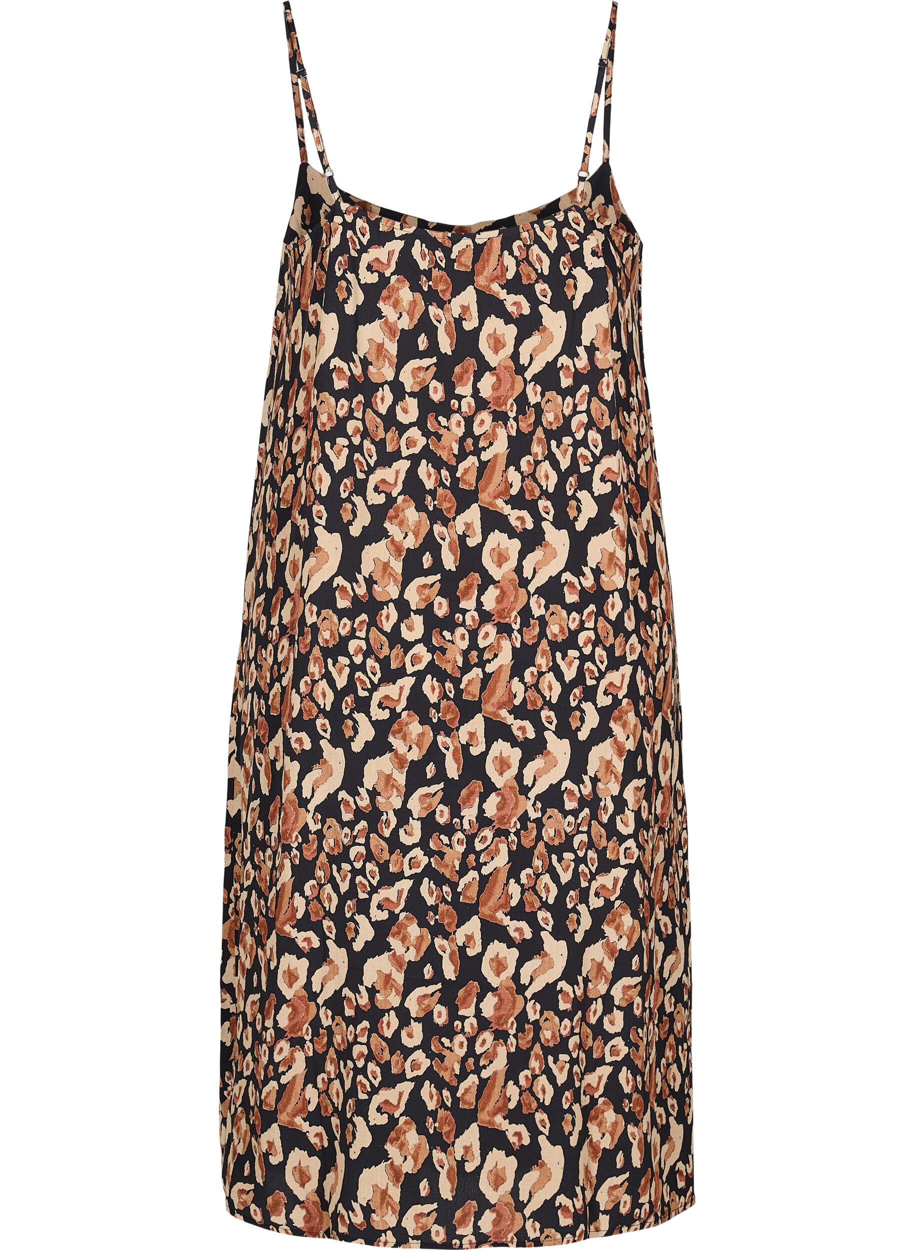 Zizzi Midi-jurk in viscose met dunne bandjes, Leo AOP, Packshot image number 1