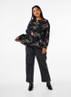 Blouse met lange mouwen en bloemenprint, Zwart, Model image number 1