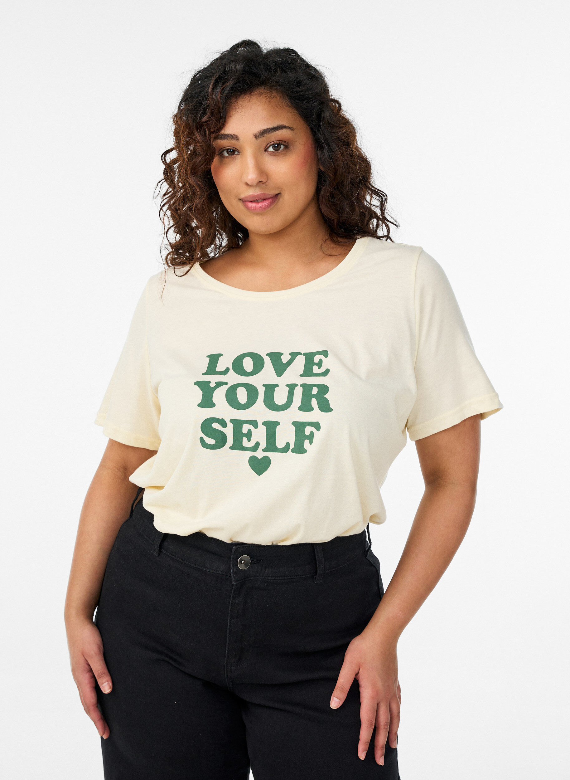 T-shirt met print, Geel, Model