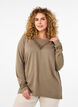 Blouse met geborduurde details en lange mouwen, Bruin, Model image number 0