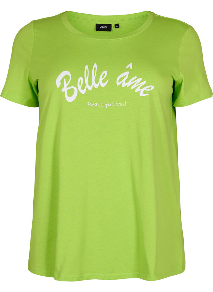 Katoenen t-shirt met opdruk, Lime Green w. Bella, Packshot image number 0