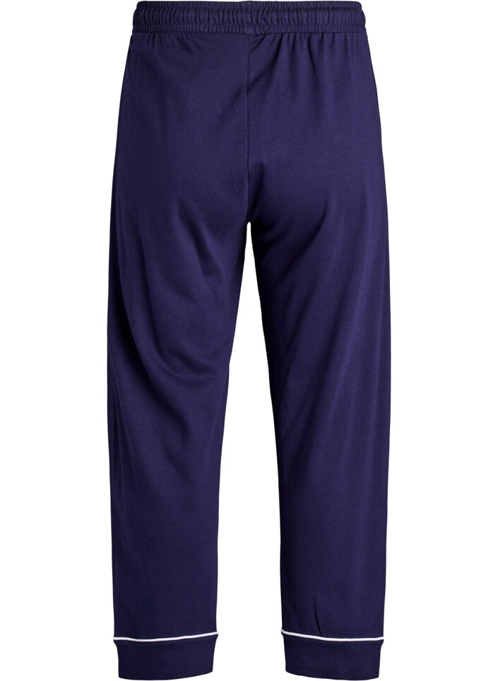 Katoenen pyjamabroek met hoge taille, Blauw, Packshot image number 1