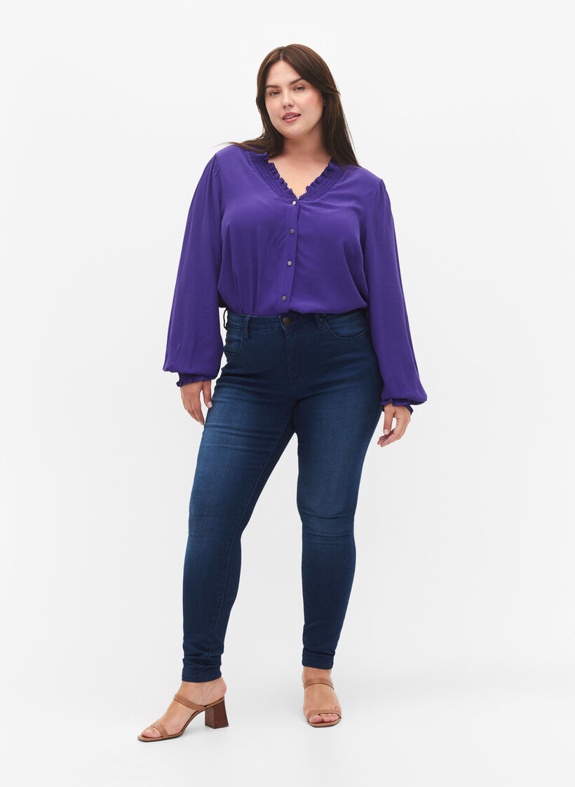Viscose Shirt blouse met lange mouwen, Heliotrope, Model image number 3