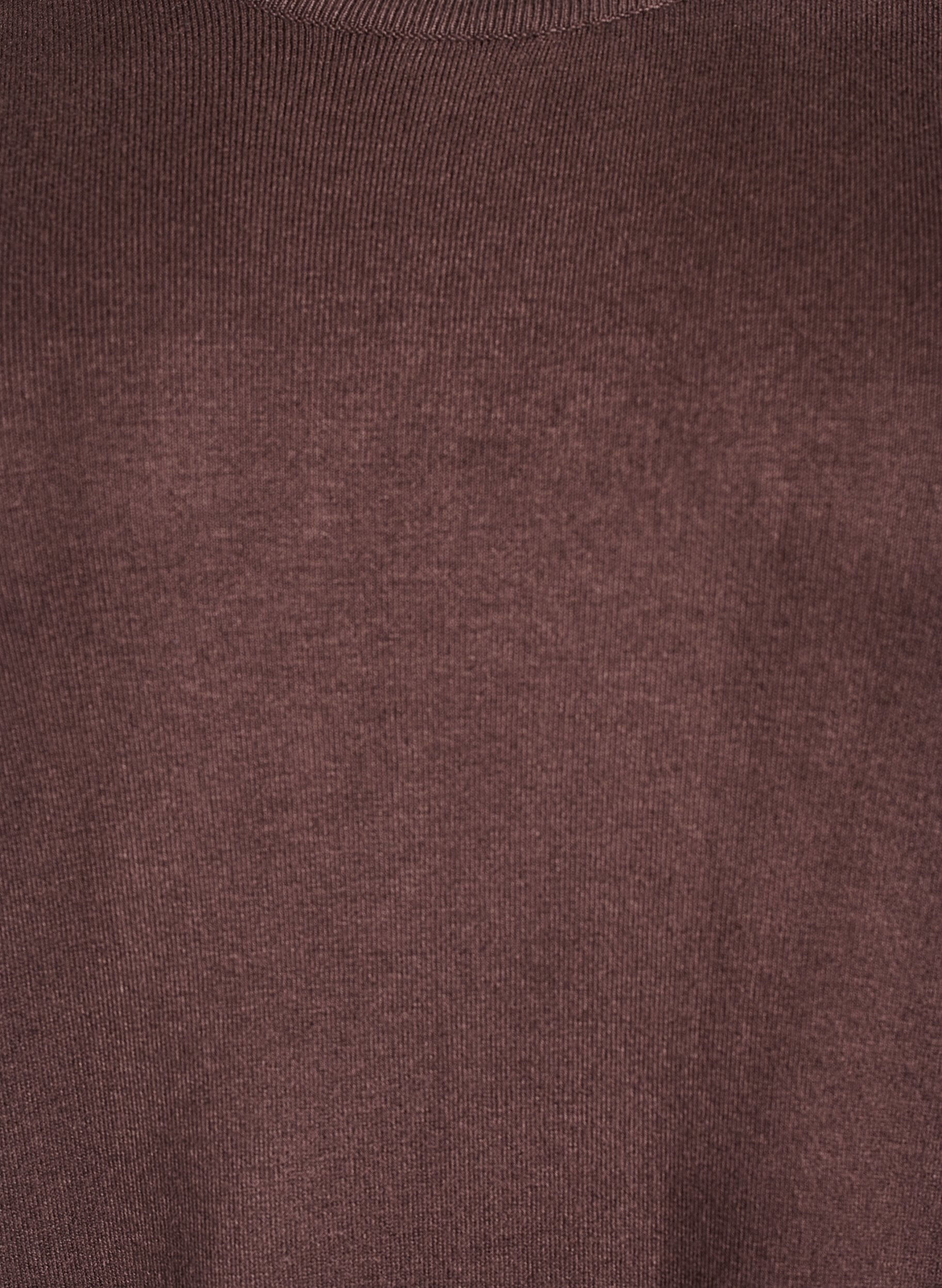 Zizzi Knielange gebreide jurk met korte mouwen, Bruin, Packshot image number 2