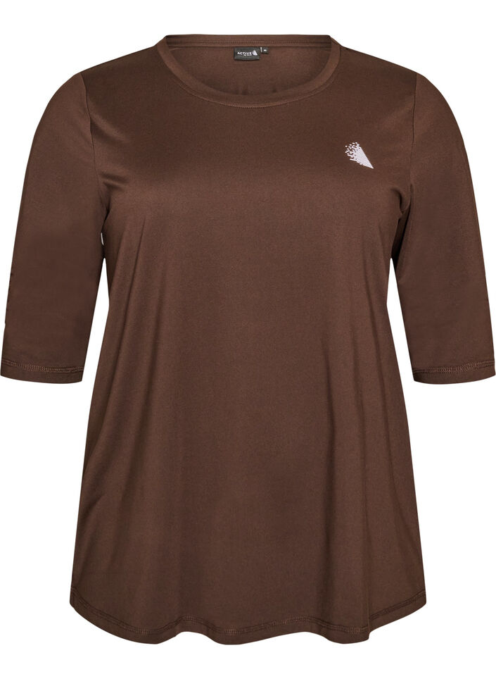 Sporttop met 3/4 mouwen, Bruin, Packshot image number 0