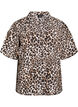 Shirt blouse met print en V-hals, Bruin, Packshot image number 0