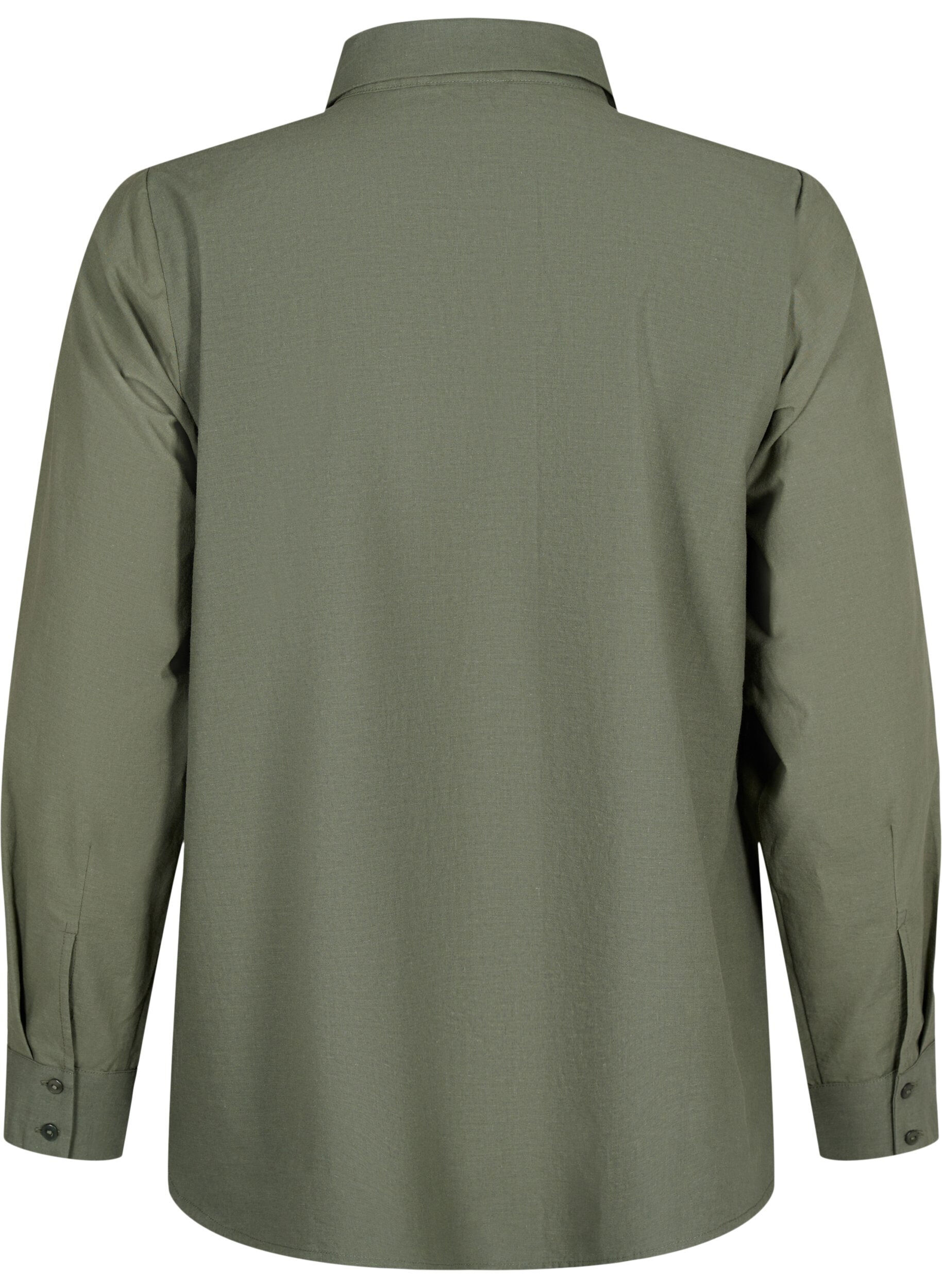 Zizzi Katoenen overhemd met broderie anglaise, Thyme, Packshot image number 1