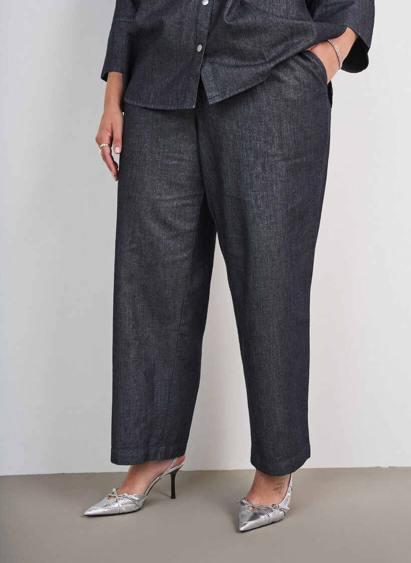 Straight-fit jeans met glitterdraad, Grijs, Model image number 2