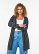 Lang gebreid vest in viscosemix, Grijs, Model image number 0