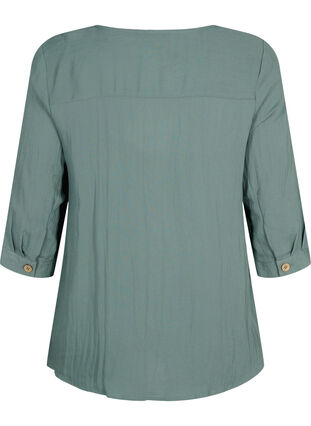 Viscose blouse met knopen en v-hals, Balsam Green, Packshot image number 1