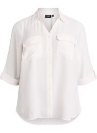 FLASH - Shirt met 3/4 mouwen en borstzakken, Vanille