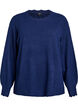 Gebreide blouse met golvende randen, Blauw, Packshot image number 0