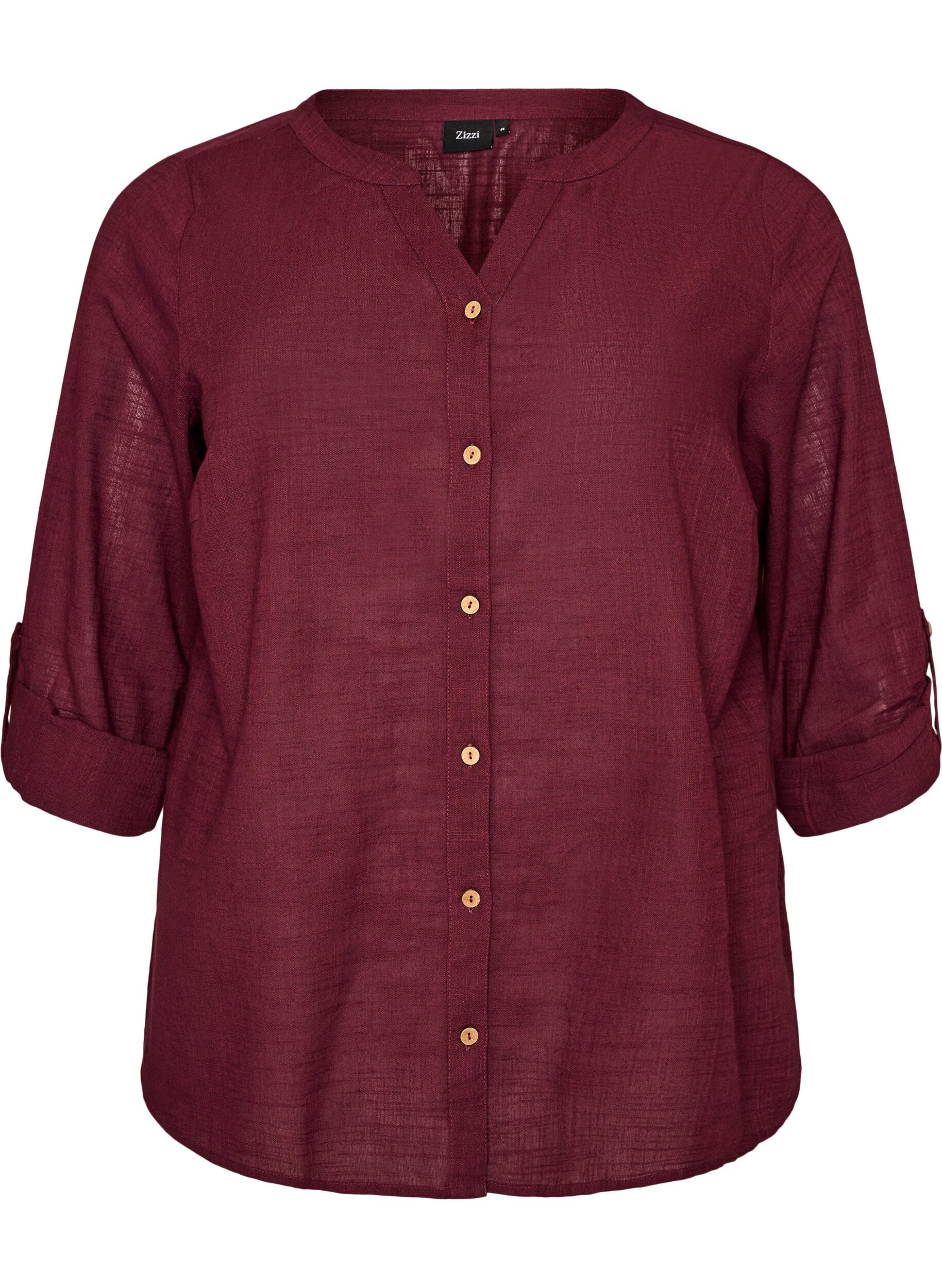 ZizziKatoenen blouse met een V-hals, Rood, Packshot image number 0
