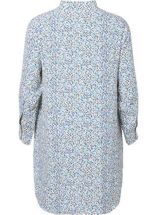 Gestippelde viscose jurk met knopen, Blue Dot AOP, Packshot image number 1
