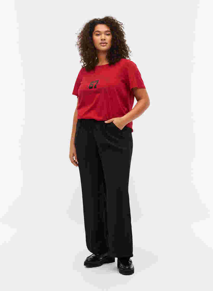 Katoenen t-shirt met opdruk op de voorkant, Tango Red LOS , Model image number 2