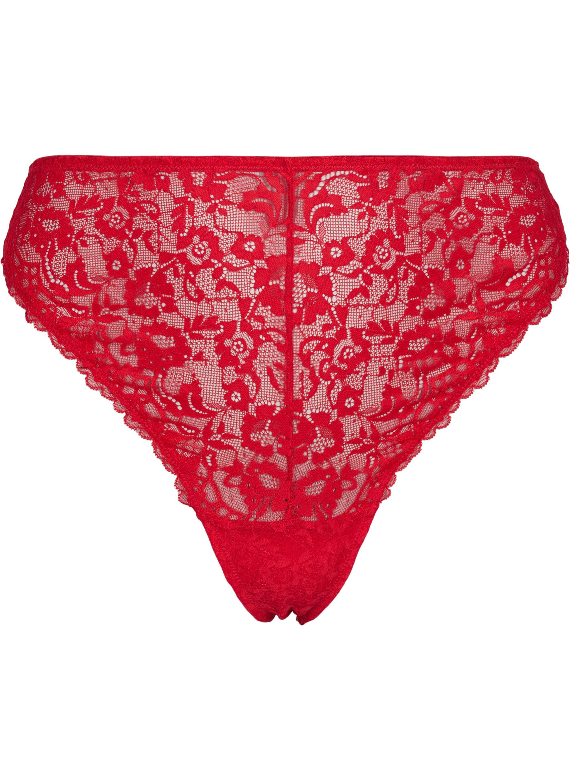 Zizzi Kanten G-string met normale taille, Red Ass., Packshot image number 0