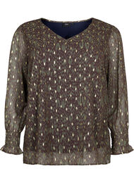 Blouse met print en lange mouwen, Green Ethnic AOP