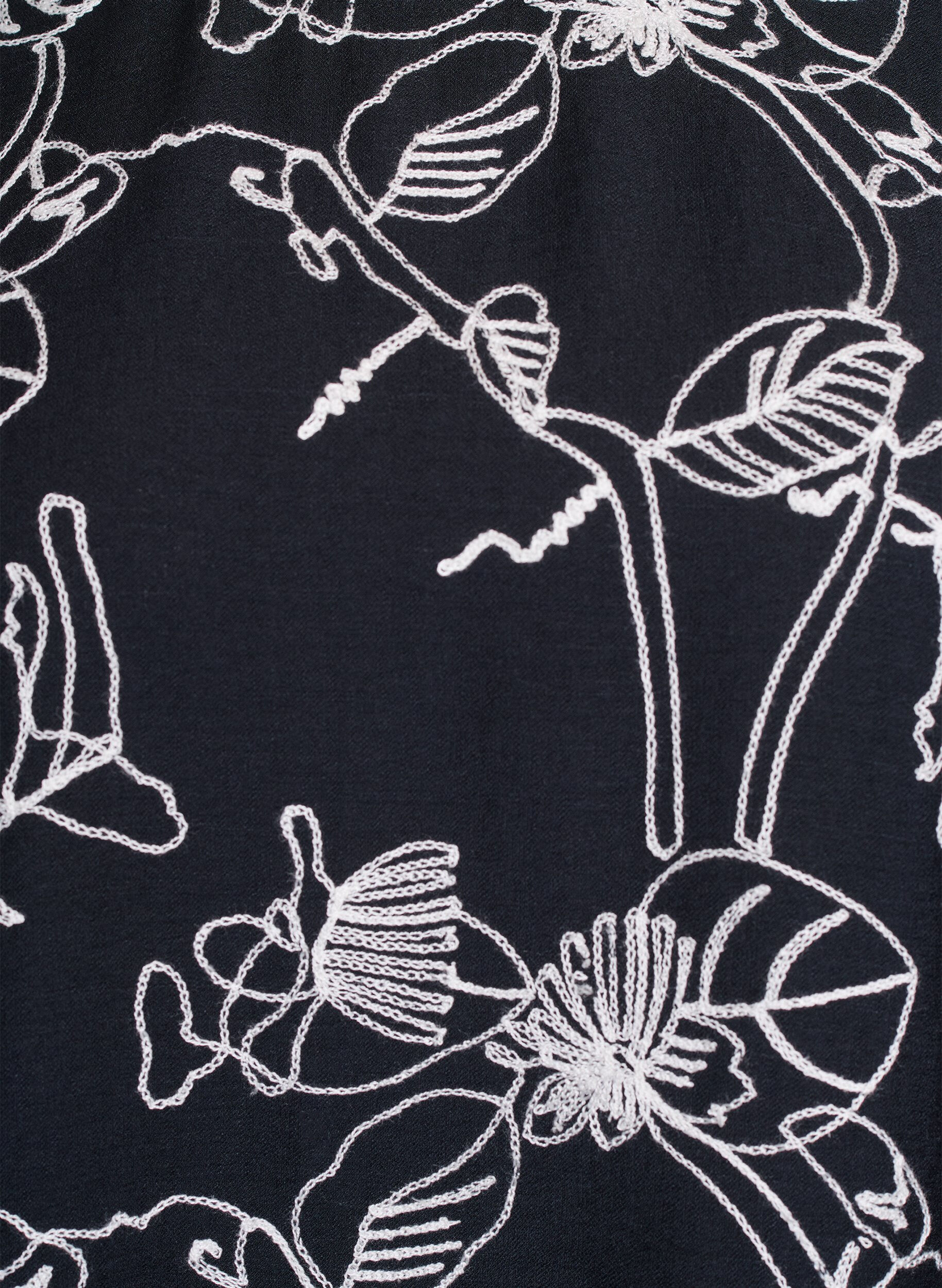 ZizziBlouse met korte mouwen en geborduurd patroon, Zwart, Packshot image number 2