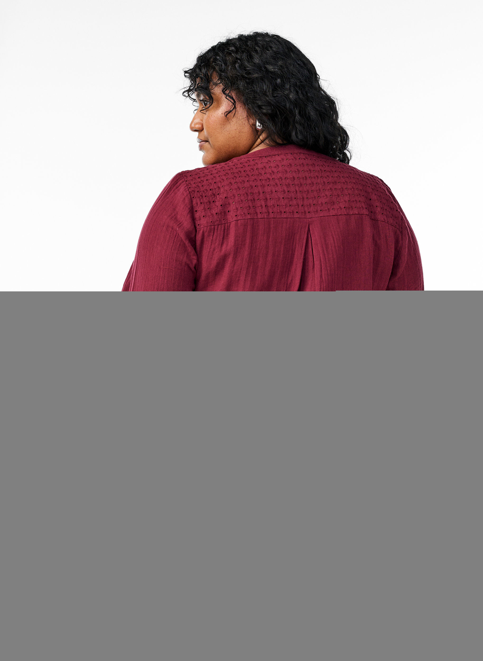 Zizzi Katoenen mousseline tuniek met broderie anglaise, Donker Bordeaux, Model image number 2