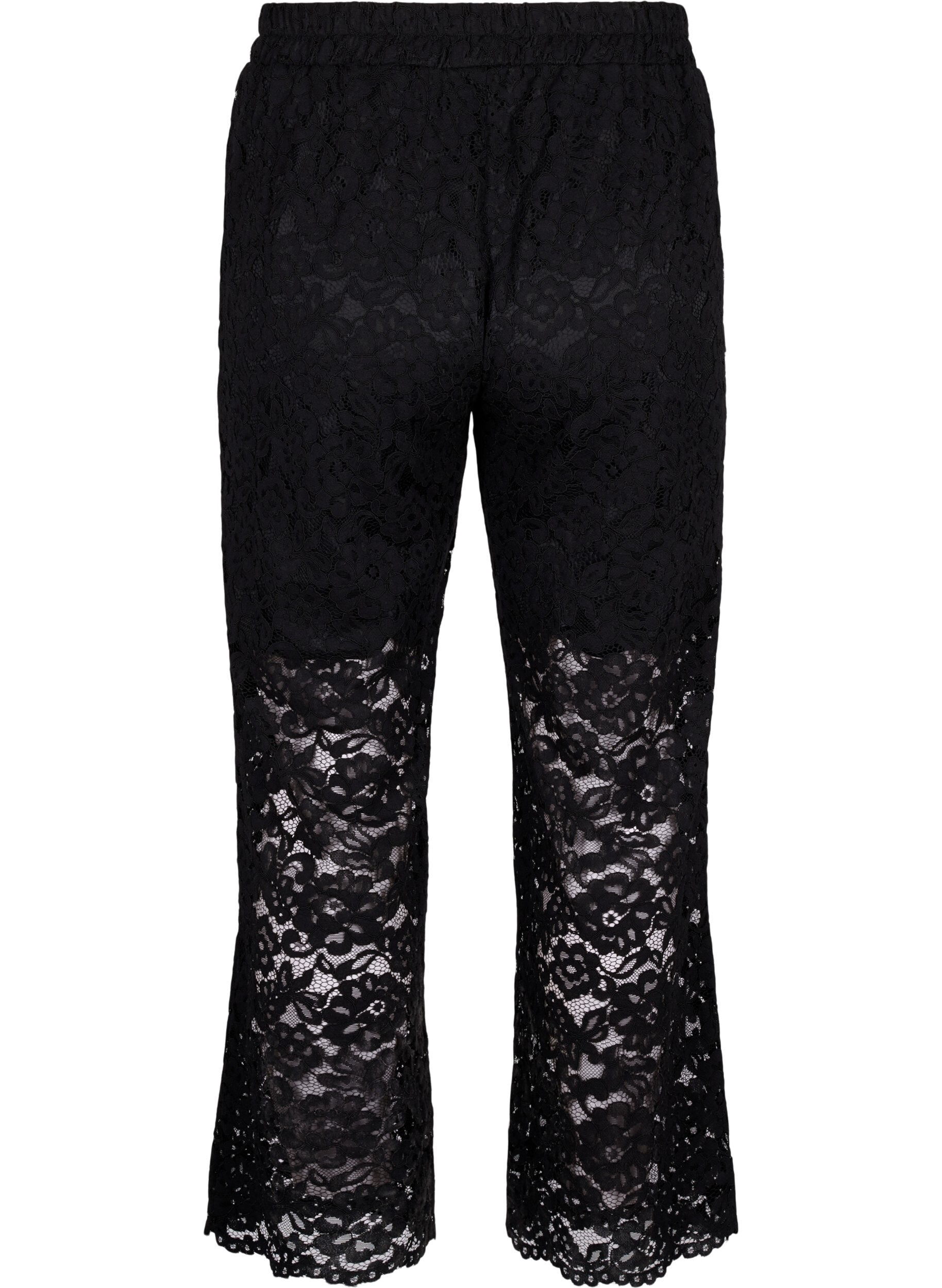 Zizzi Kanten broek met zakken, Black, Packshot image number 1