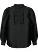 Glanzende shirtblouse met ruches, Black, Packshot image number 0