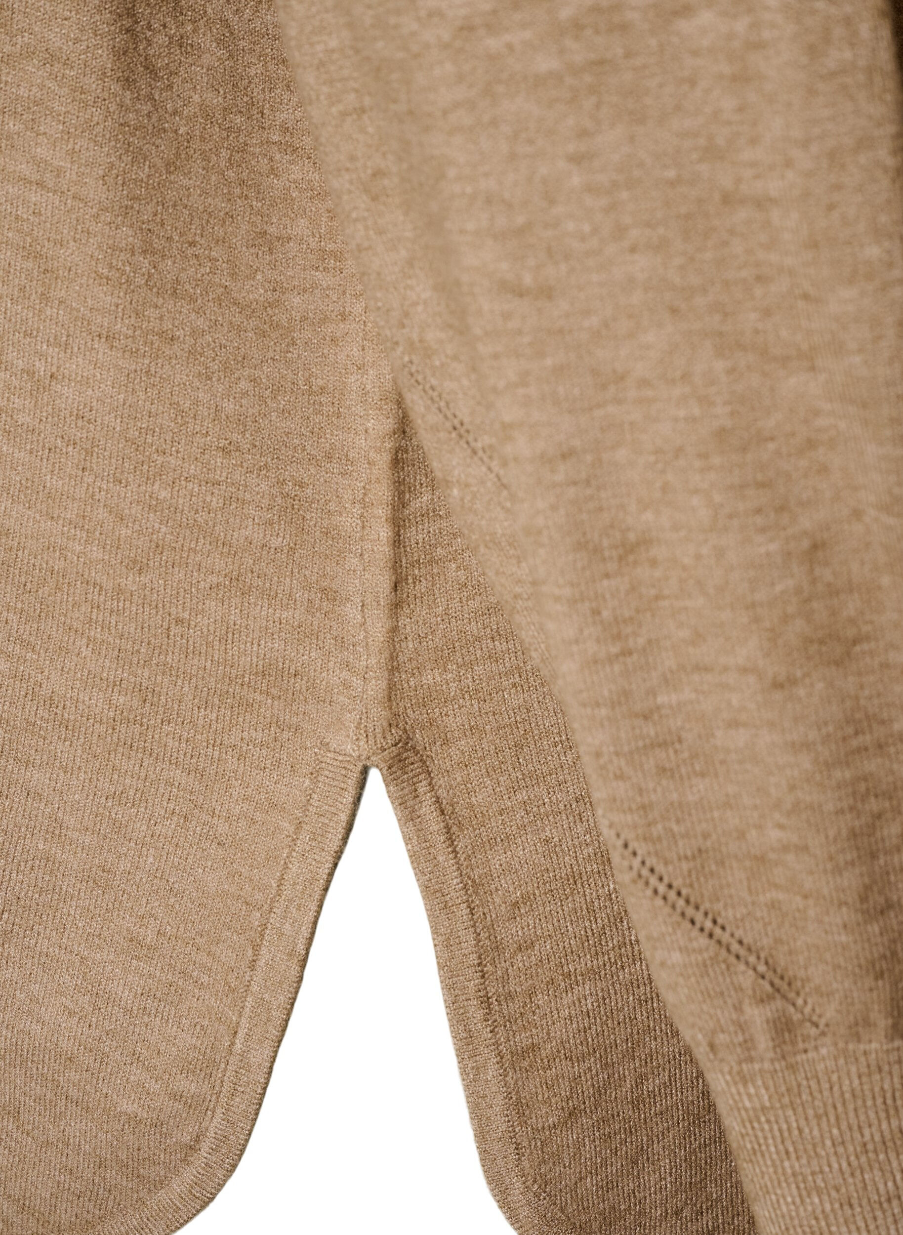 ZizziGebreide top met ronde hals en ingebreid patroon, Beige, Packshot image number 3
